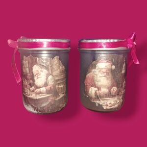 Vintage Santa Mason Jar Luminaries